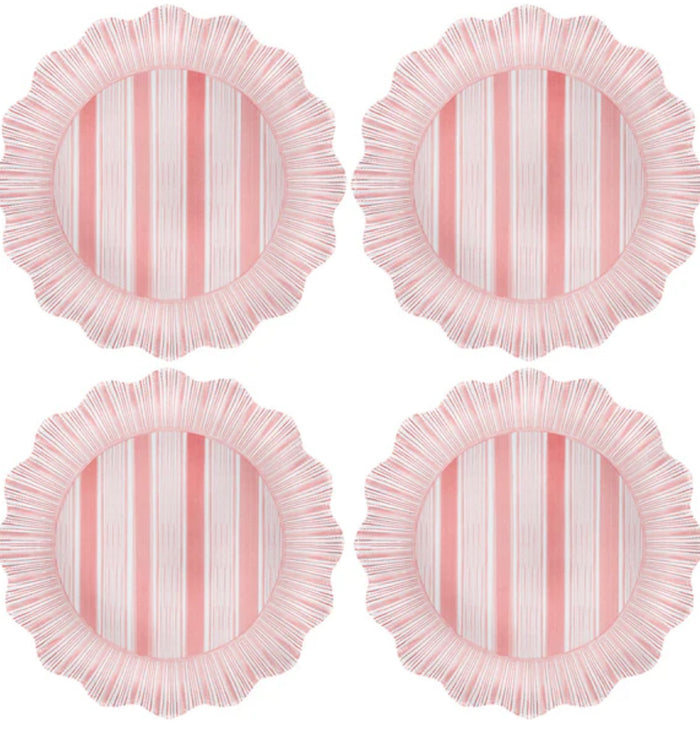 Juliska Cabana Stripe Coral Dinner Plate S/4 - Melamine