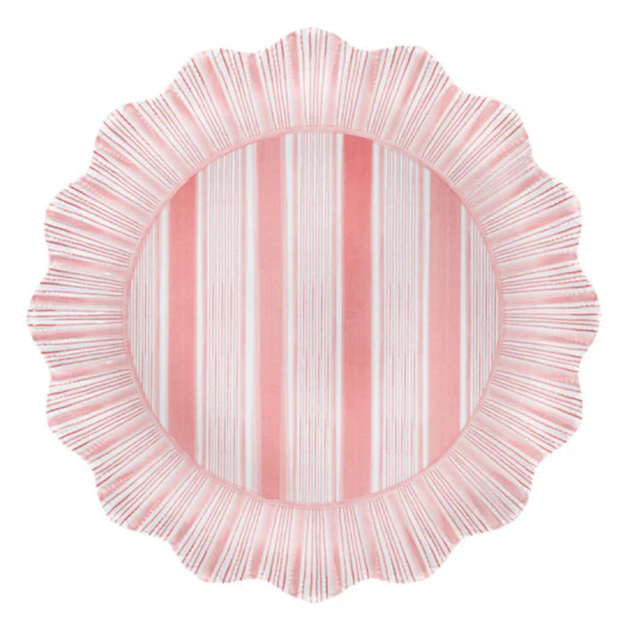 Juliska Cabana Stripe Coral Dinner Plate S/4 - Melamine