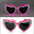 Just Married LED Flashing Sunglasses - Bachelorette Party Wedding Pink Heart Glasses