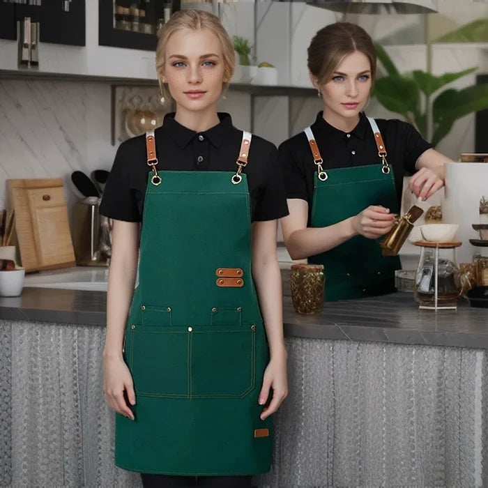 Kitchen Apron Professional Bib Apron Restaurant Work Apron Fall 2025 Waterproof Pockets Durable