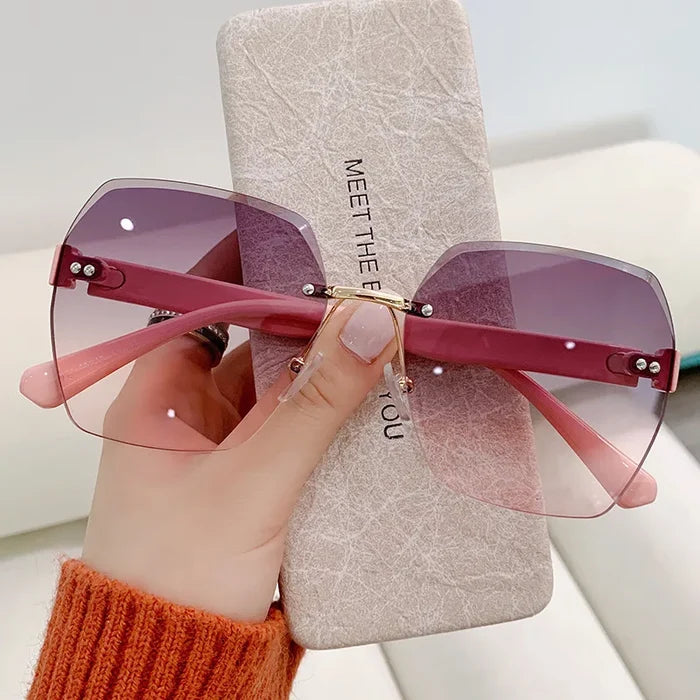 Korean Fashionable Sunglasses for Women - Anti-UV Big Face Tawny Round Glasses