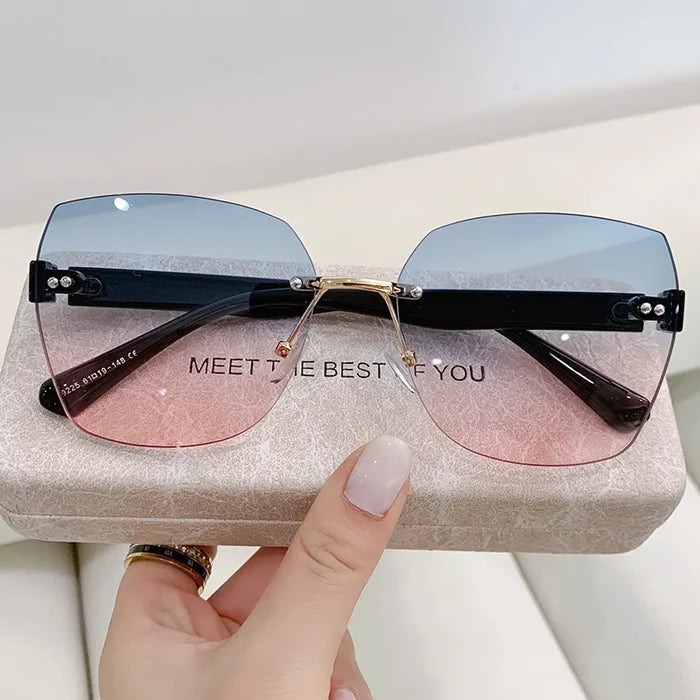 Korean Fashionable Sunglasses for Women - Anti-UV Big Face Tawny Round Glasses