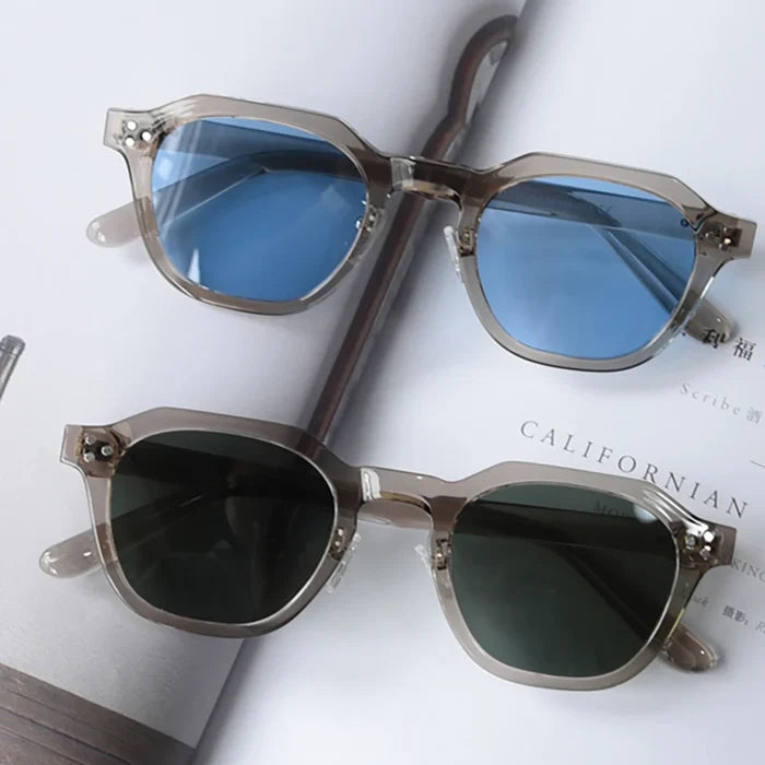 Korean Style Retro Sunglasses for Women TR90 Polygon Polarized UV400 Green Brown 2025 Summer