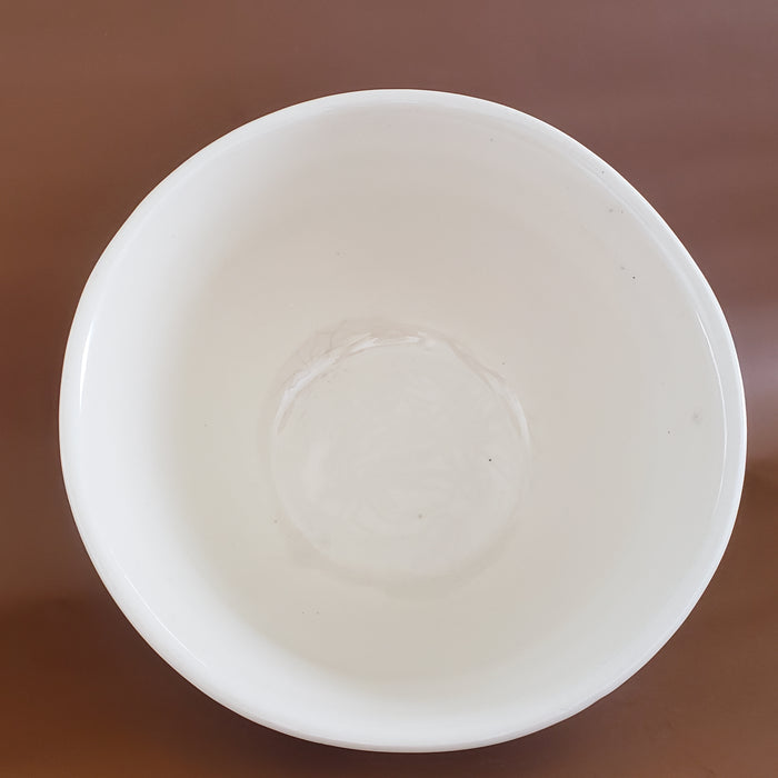 Large 12 inch Ovenware Art Pottery Mixing Bowl - Pink and Blue Bands - USA