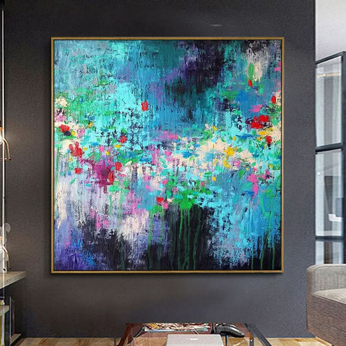 Large Abstract Red Paintings Abstract Desert Paintings Blue Abstract Paintings | Flowers on the cliff