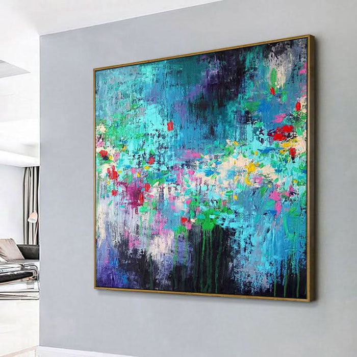 Large Abstract Red Paintings Abstract Desert Paintings Blue Abstract Paintings | Flowers on the cliff