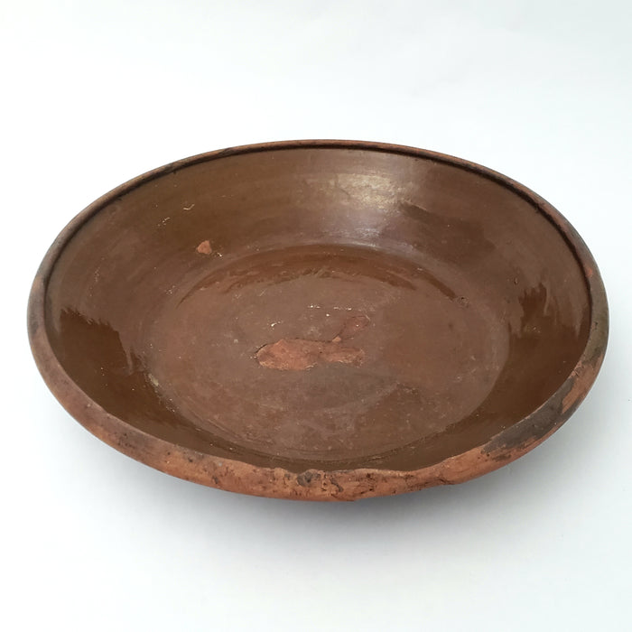 Large Antique Redware Bowl Milk Pan 16" Pennsylvania Region