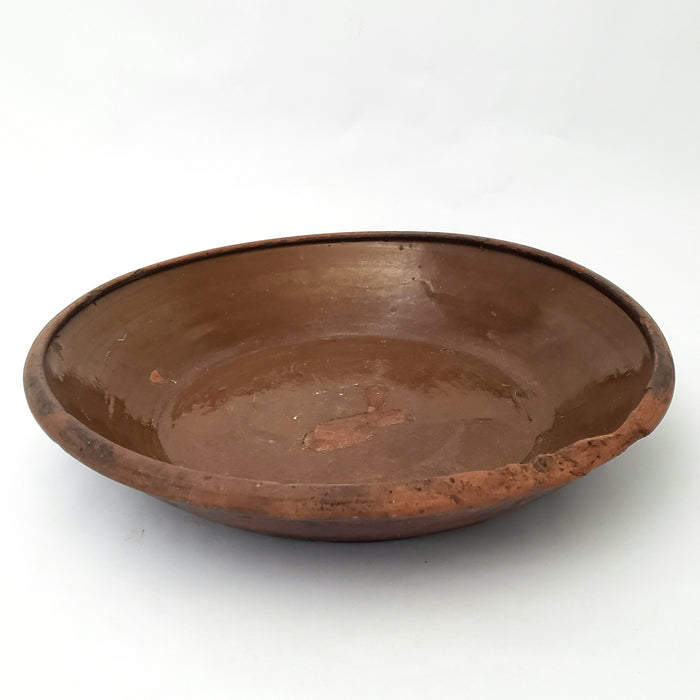 Large Antique Redware Bowl Milk Pan 16" Pennsylvania Region