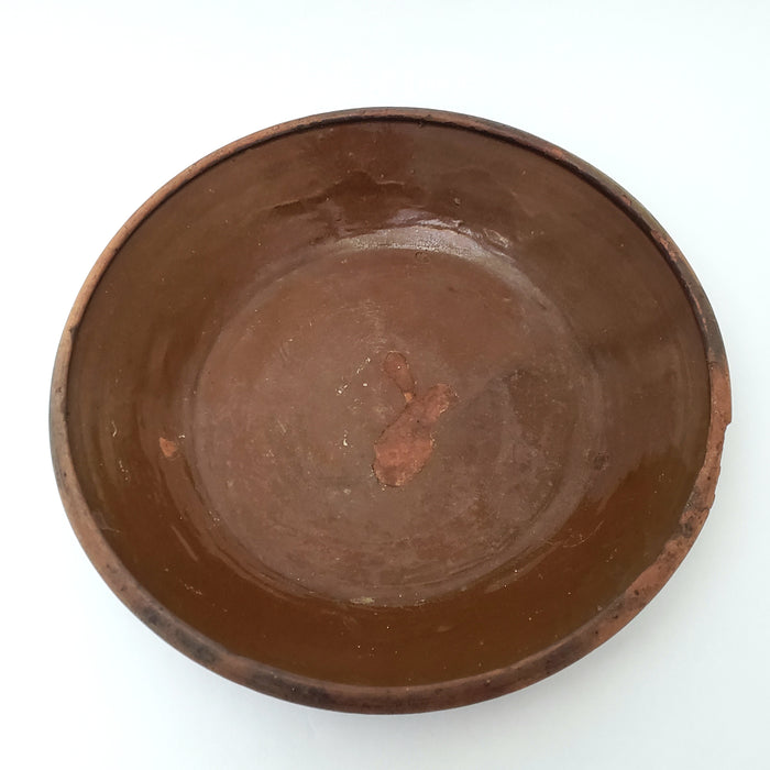 Large Antique Redware Bowl Milk Pan 16" Pennsylvania Region