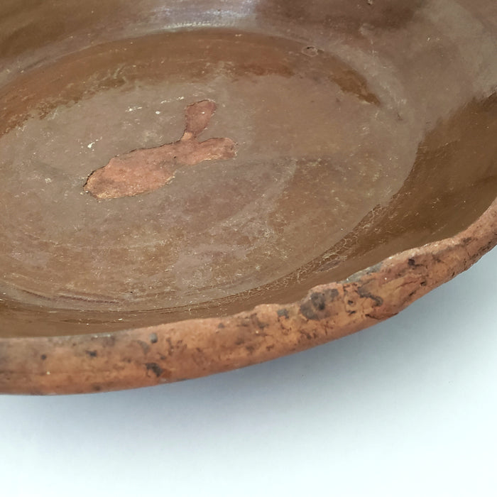 Large Antique Redware Bowl Milk Pan 16" Pennsylvania Region