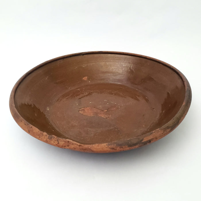 Large Antique Redware Bowl Milk Pan 16" Pennsylvania Region