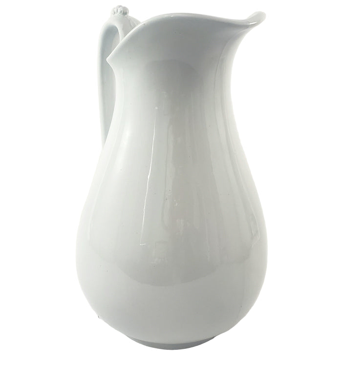 Large Antique White Ironstone Pitcher Bow & Tassel 12" by Burgess & Goddard England