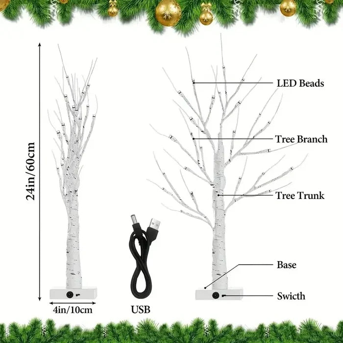 LED Easter Birch Tree Lamp USB Battery Powered Decor