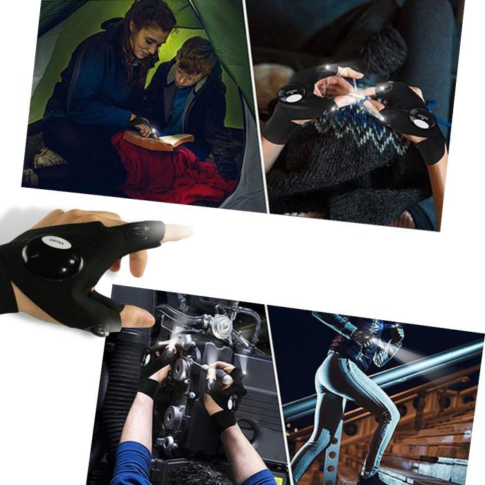 LED Gloves With Waterproof Lights - Battery Powered, Comfortable for Camping and Repairs