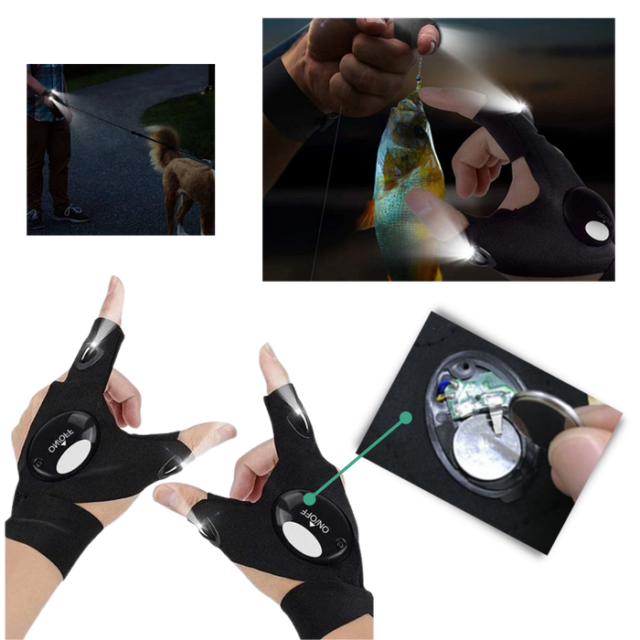 LED Gloves With Waterproof Lights - Battery Powered, Comfortable for Camping and Repairs