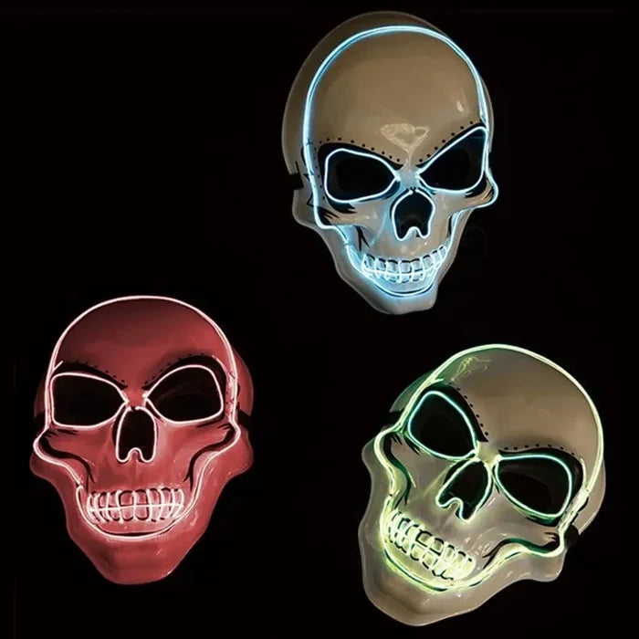 LED Skull Mask Full Face Glowing Terror Mask Halloween Fall 2025 Masquerade Party Costume Mask Breathable