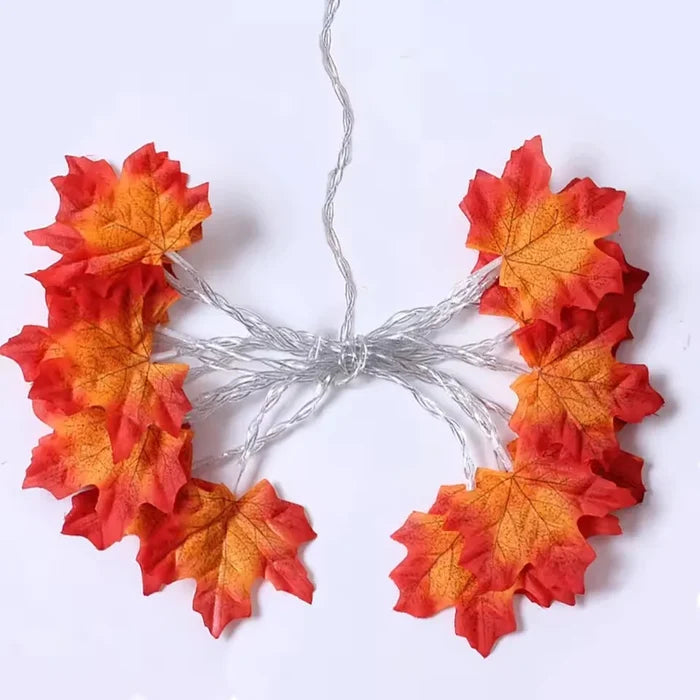 LED String Lights Maple Leaf Garland Halloween Fall 2025 Decor Warm Amber Glow Doorway Accent Lighting