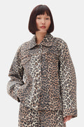Leopard Printed Denim Jacket Jackets & Coats Ganni