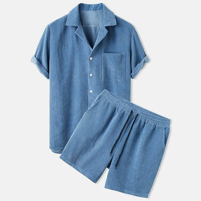 Leichtes und bequemes Herren Corduroy Shortset – lockeres Design, atmungsaktives Material, für Sommeraktivitäten 0