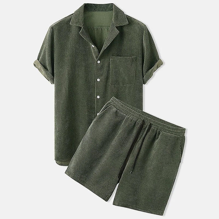 Leichtes und bequemes Herren Corduroy Shortset – lockeres Design, atmungsaktives Material, für Sommeraktivitäten 2
