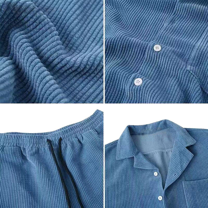 Leichtes und bequemes Herren Corduroy Shortset – lockeres Design, atmungsaktives Material, für Sommeraktivitäten 3