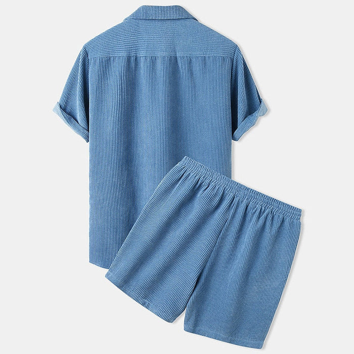 Leichtes und bequemes Herren Corduroy Shortset – lockeres Design, atmungsaktives Material, für Sommeraktivitäten 4
