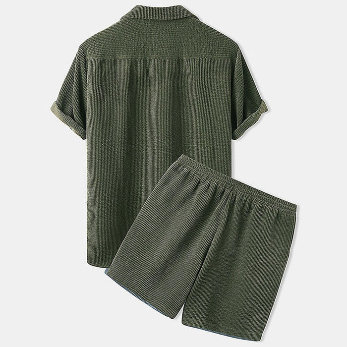 Leichtes und bequemes Herren Corduroy Shortset – lockeres Design, atmungsaktives Material, für Sommeraktivitäten 6