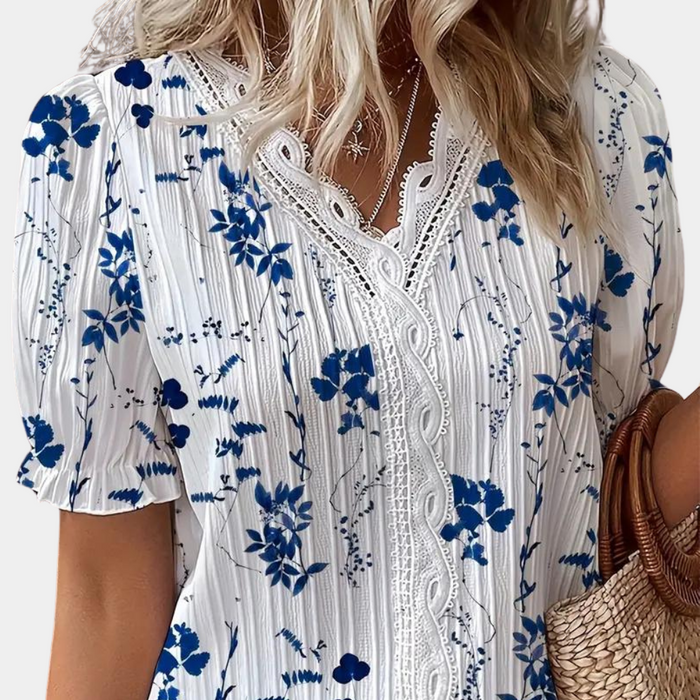 Lightweight & Flattering Women’s Blouse – Floral Lace Trim, Breathable Fabric, for Summer Outings 5