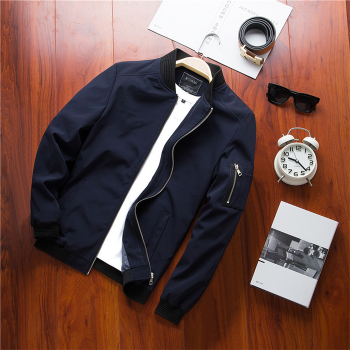 Lightweight Mens Bomber Jacket - Waist Length, Cotton Blend