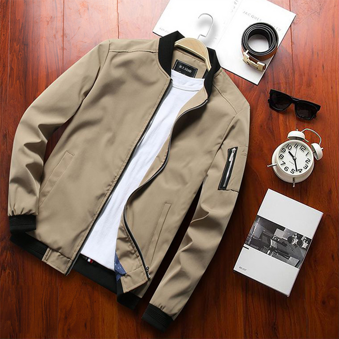 Lightweight Mens Bomber Jacket - Waist Length, Cotton Blend
