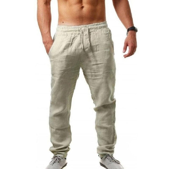 Lightweight Men's Linen Pants - Breathable Casual Trousers in Neutral Colors for Summer Comfort-4