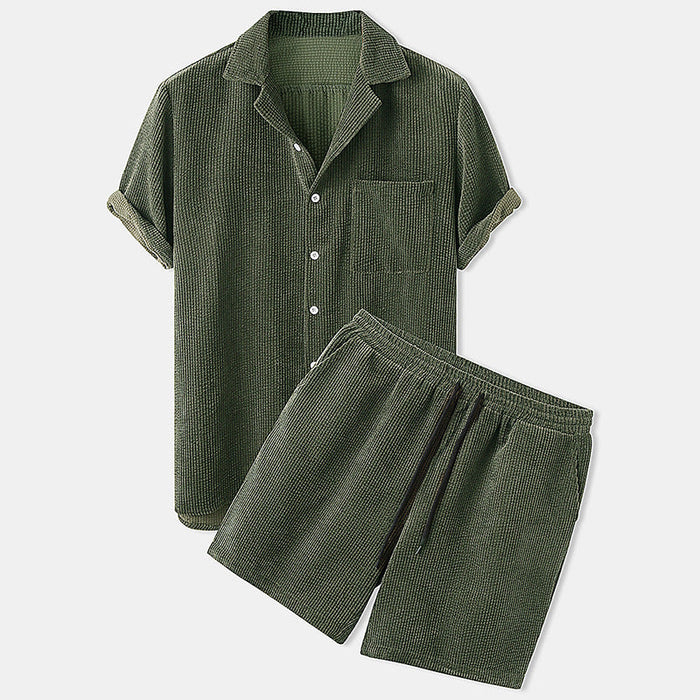 Leichtes & atmungsaktives Herren Sommer Set – lässiger Cord-Stil, Cordsamt, für Freizeitaktivitäten 2
