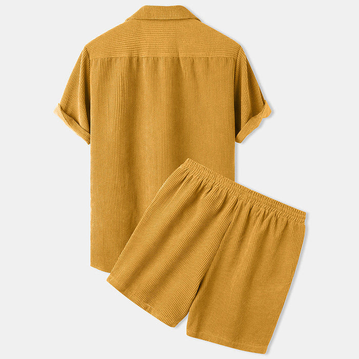 Leichtes & atmungsaktives Herren Sommer Set – lässiger Cord-Stil, Cordsamt, für Freizeitaktivitäten 4
