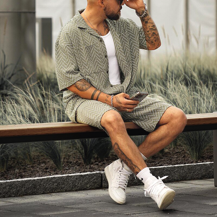 Luftiges Herren Sommer Set – Kurzarmhemd und lässige Shorts, atmungsaktiv, für entspannte Tage 2