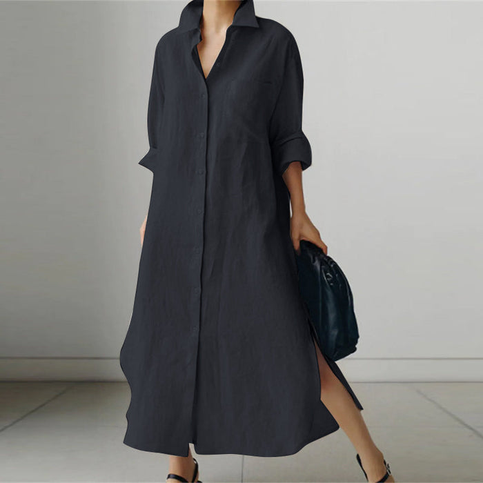 Lightweight Shirt Dress for Women, Elegant Spring Style, Versatile Casual & Formal Wear