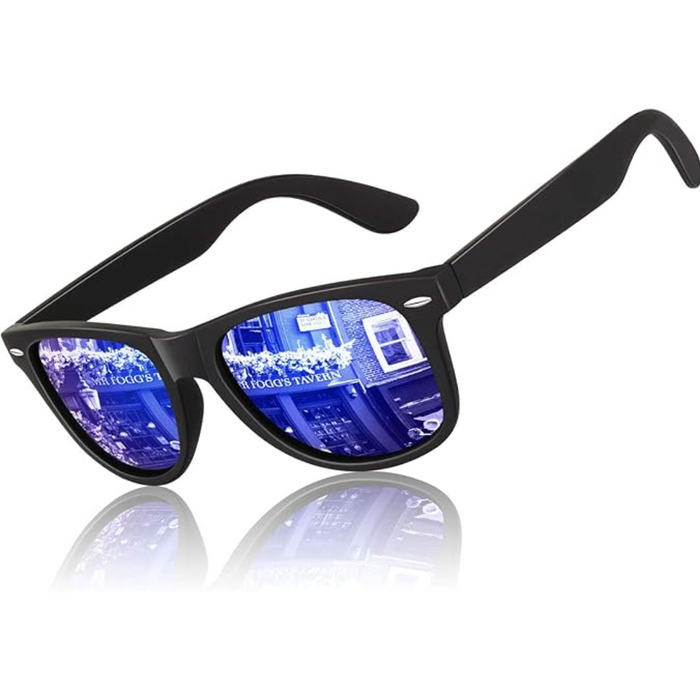 Matt black frame | Dark blue mirror glass