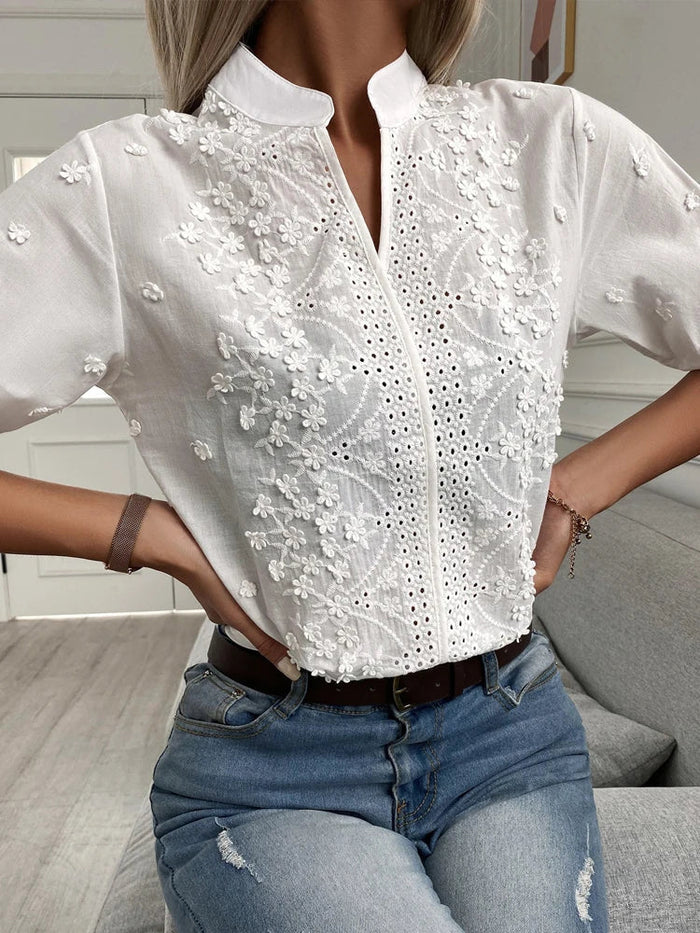 Fließendes Damen Top – verführerischer V-Ausschnitt, hochwertiges Material, für festliche Anlässe 2