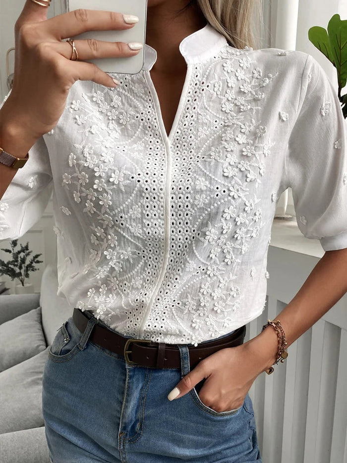 Fließendes Damen Top – verführerischer V-Ausschnitt, hochwertiges Material, für festliche Anlässe 3