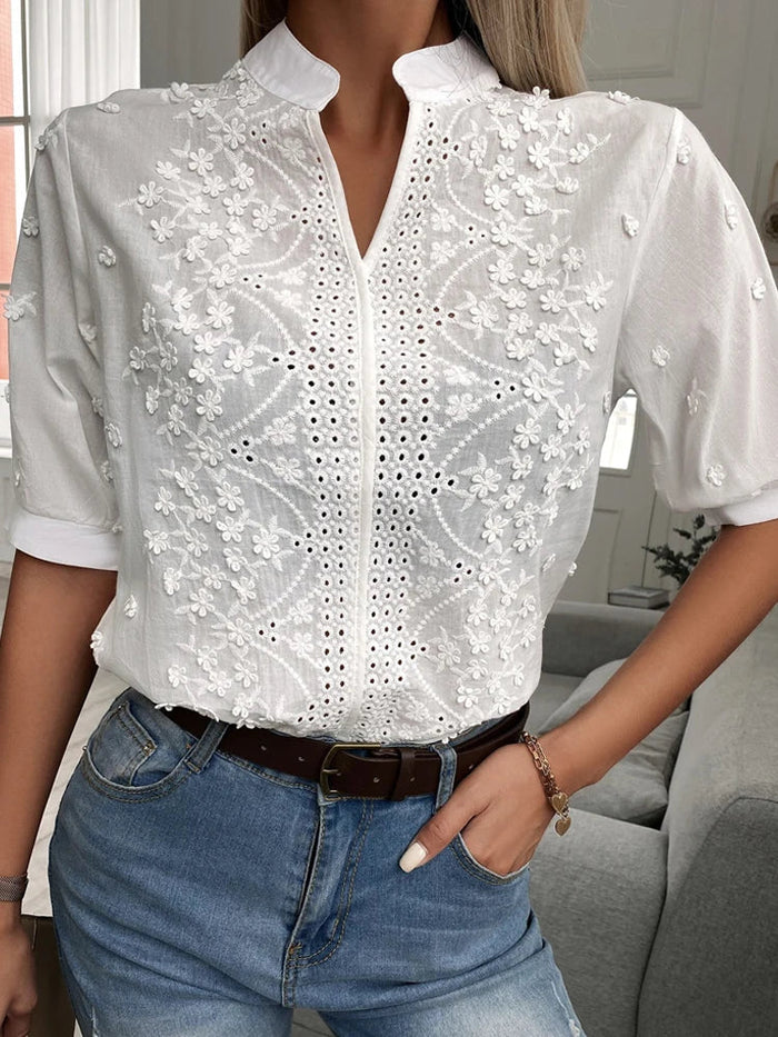Fließendes Damen Top – verführerischer V-Ausschnitt, hochwertiges Material, für festliche Anlässe 4
