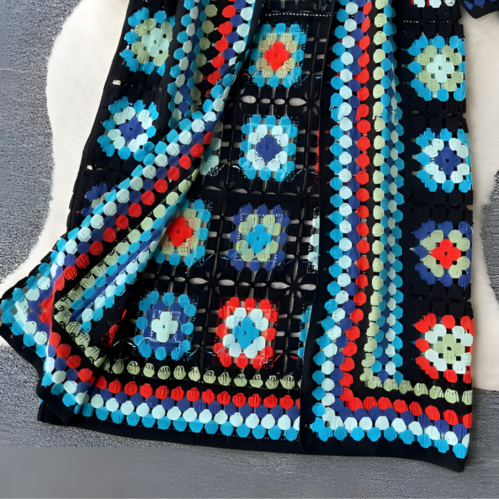 Lightweight Women's Crochet Cardigan - Calf Length, Spring
