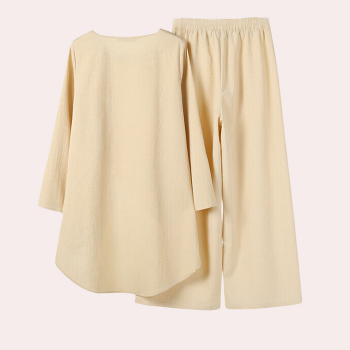 Zeitlose Damenmode-Set – Langarmshirt und Hose, weich, für Sommer 2