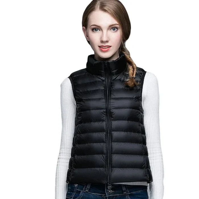 Lightweight Women's Sleeveless Vest - Quilted Nylon, Warm