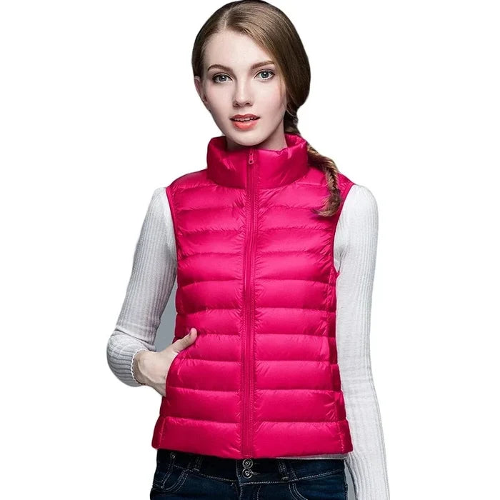 Lightweight Women's Sleeveless Vest - Quilted Nylon, Warm