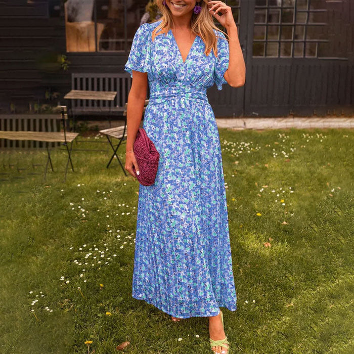 Lightweight Women's Summer Dress with V-Neck Design, Breathable Fabric, Airy Fit, Available in Multiple Colors-1