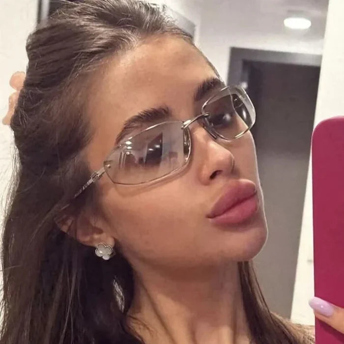 Hochwertige Damen Sonnenbrille – ovales rahmenloses Design, leichtes Material, für Outdoor-Aktivitäten 1
