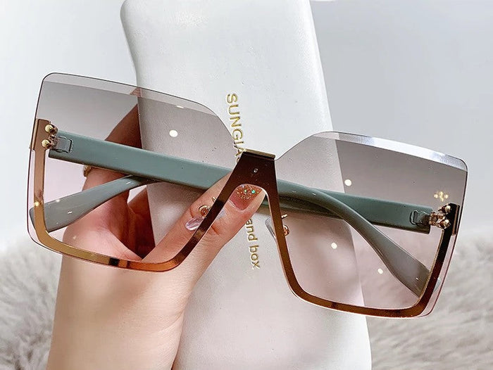 Leichte und raffinierte Sonnenbrille für Damen – halbrunder Metallrahmen, UV400-Schutz, für den Sommer 0