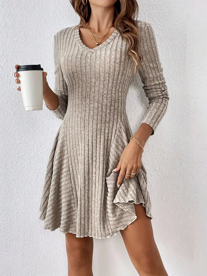 Long-Sleeved White Midi Dress for Women, Elegant Versatile Design for All Occasions, Comfortable Fit-1