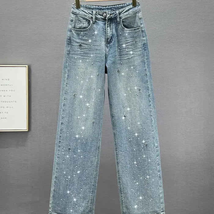 Loose Fit Casual Pants for Women in Blue, Breathable Cotton Polyester, Everyday Comfort Trousers-1