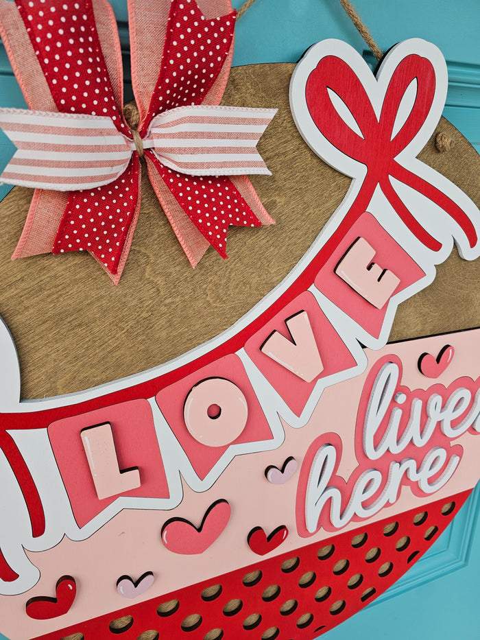 Love Lives Here Banner Door Hanger