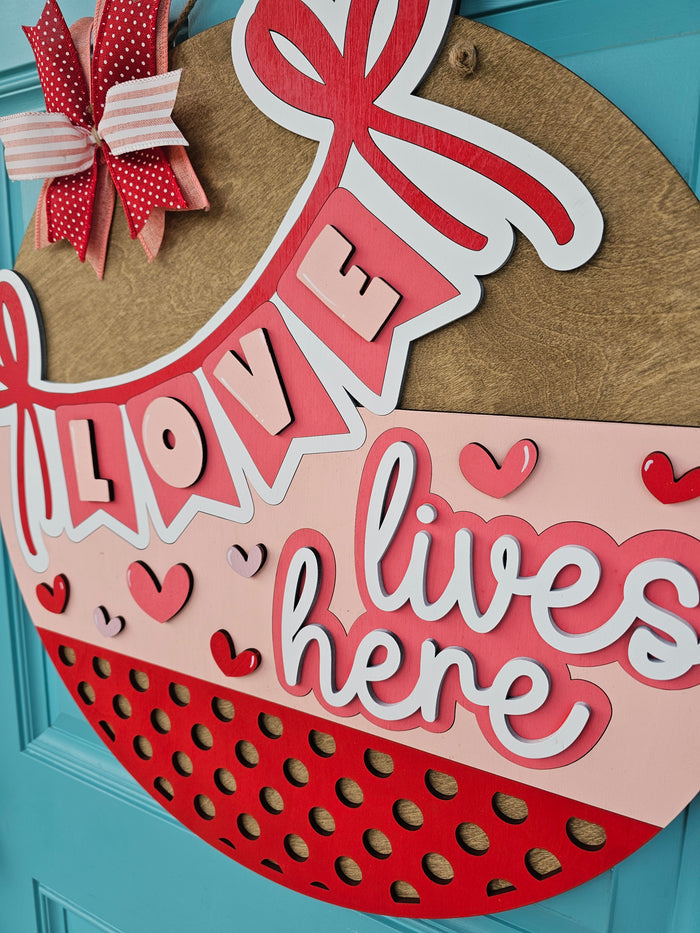 Love Lives Here Banner Door Hanger